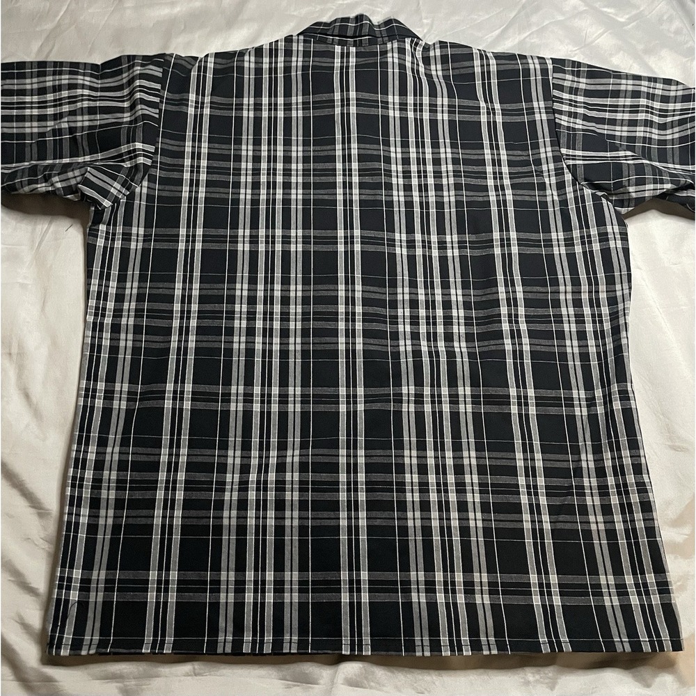 Ben Davis Shirt Mens Large Black Plaid Half 1/4 Zip Short Sleeve Casual Workwear - Picture 8 of 8